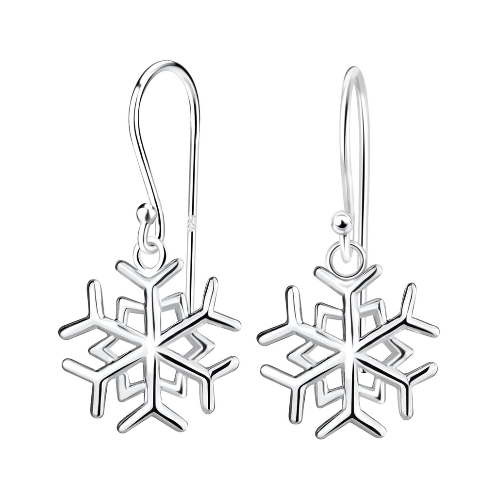 Boucles d'oreilles flocon de neige en argent