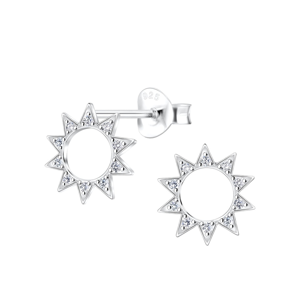 Silver Sun Stud Earrings