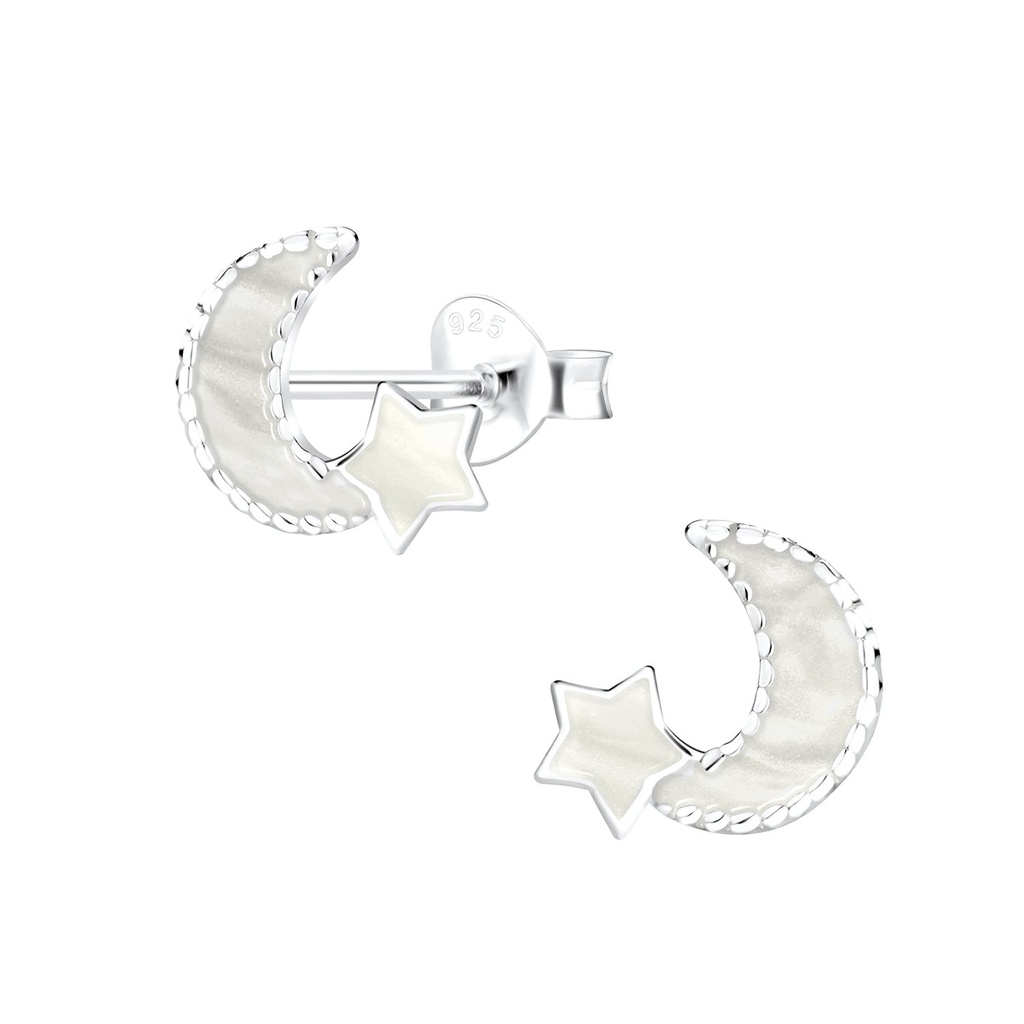 Puces d'oreilles lune en argent