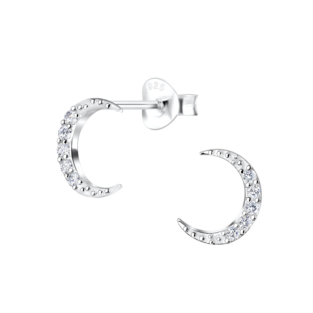 Puces d'oreilles croissant de lune en argent