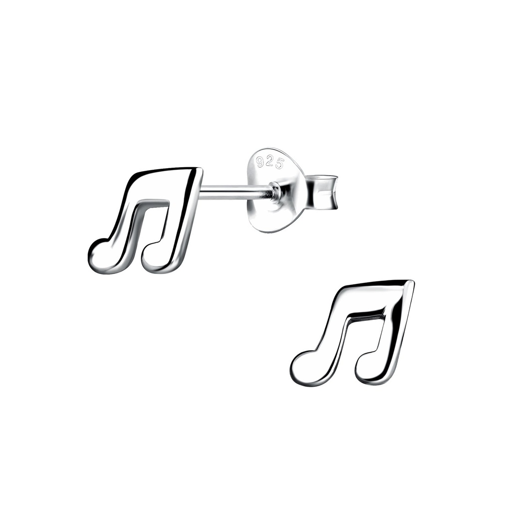 Silver Music Note Stud Earrings