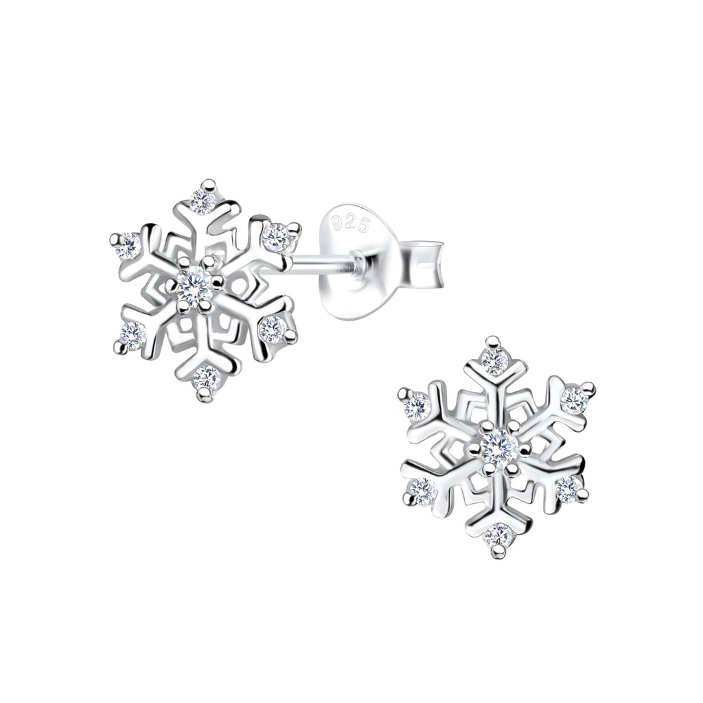 Silver Snowflake Stud Earrings