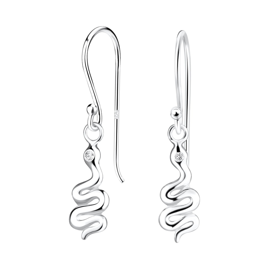[10021723] Silver Snake Earrings