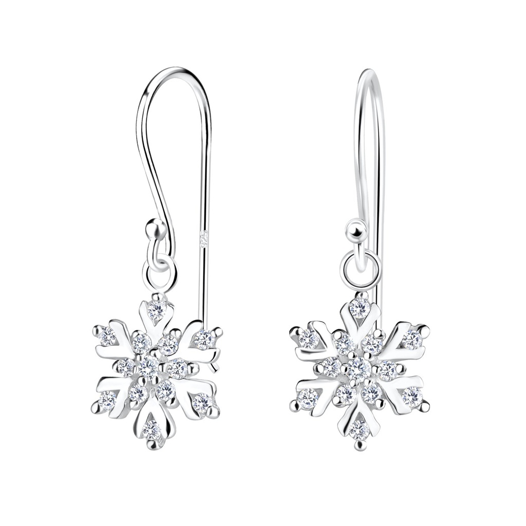 Boucles d'oreilles flocon de neige en argent