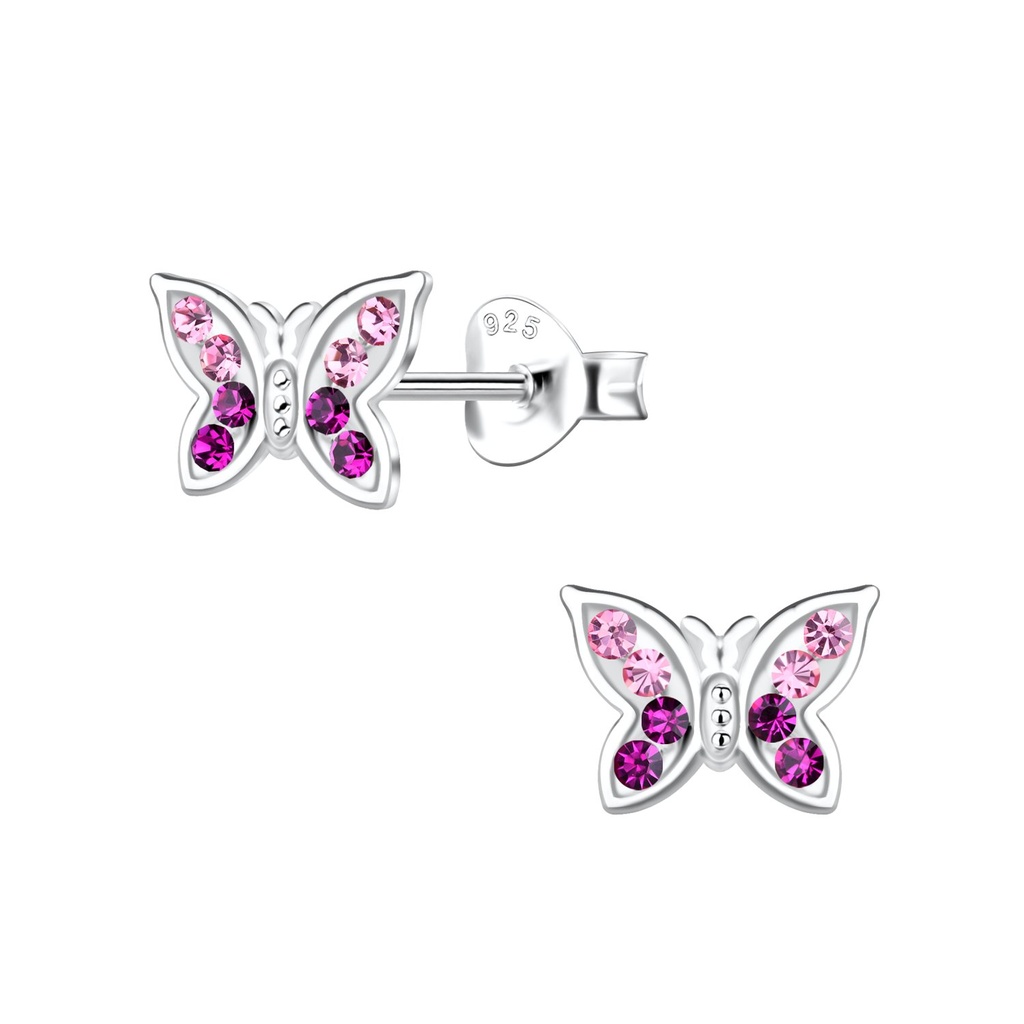 [10020832] Silver Butterfly Stud Earrings