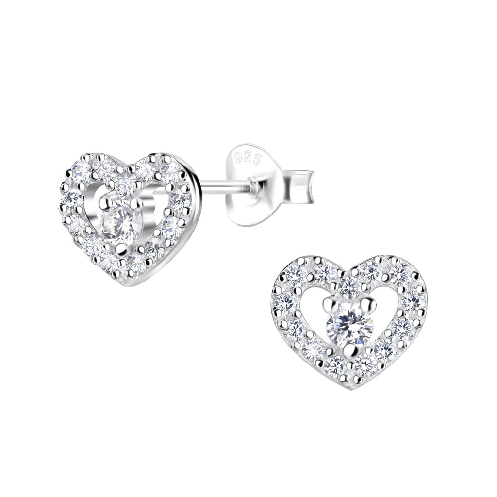 Silver Heart Stud Earrings