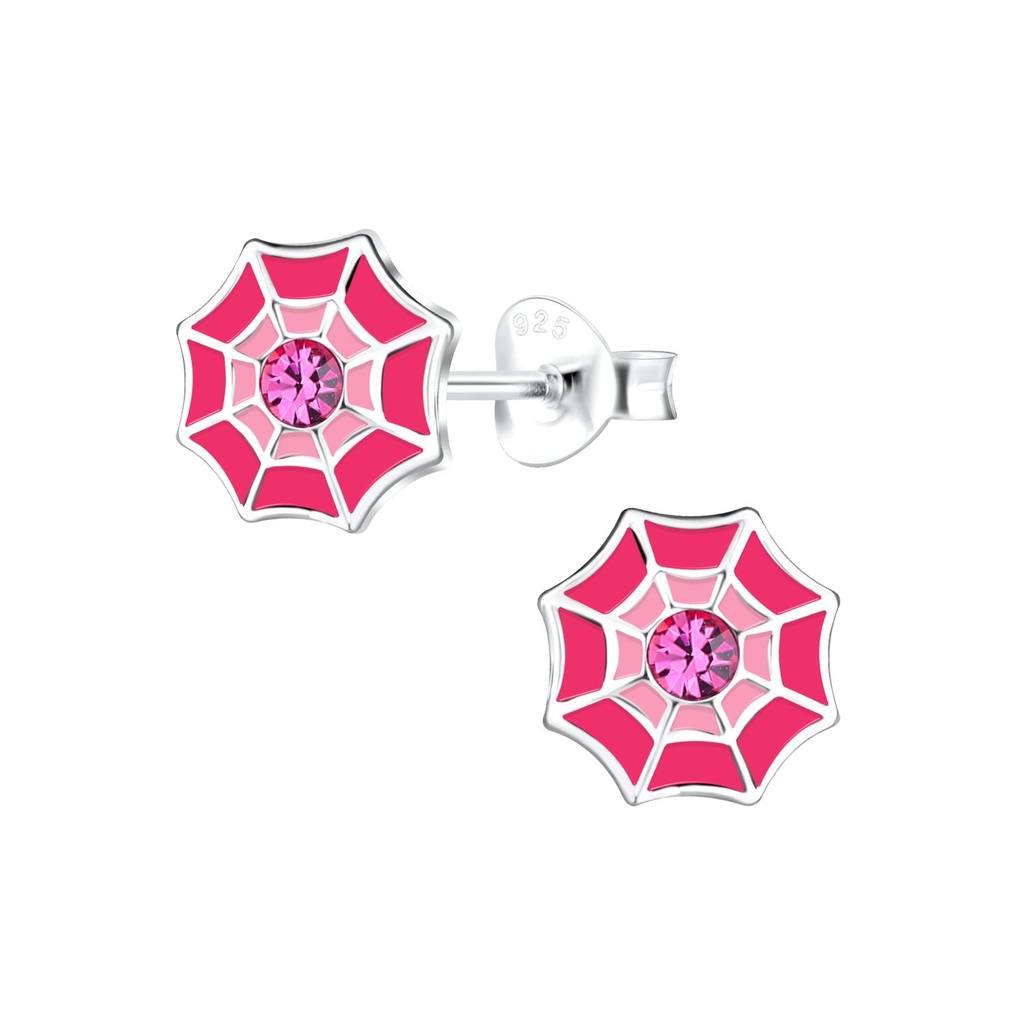 Silver Spider Web Stud Earrings