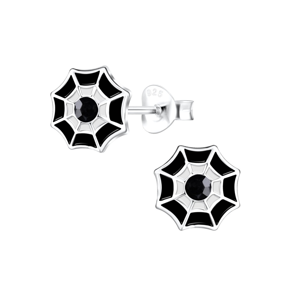Puces d'oreilles toile d'araignée en argent