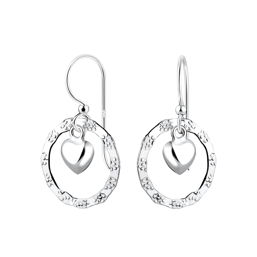 Boucles d'oreilles cœur en argent