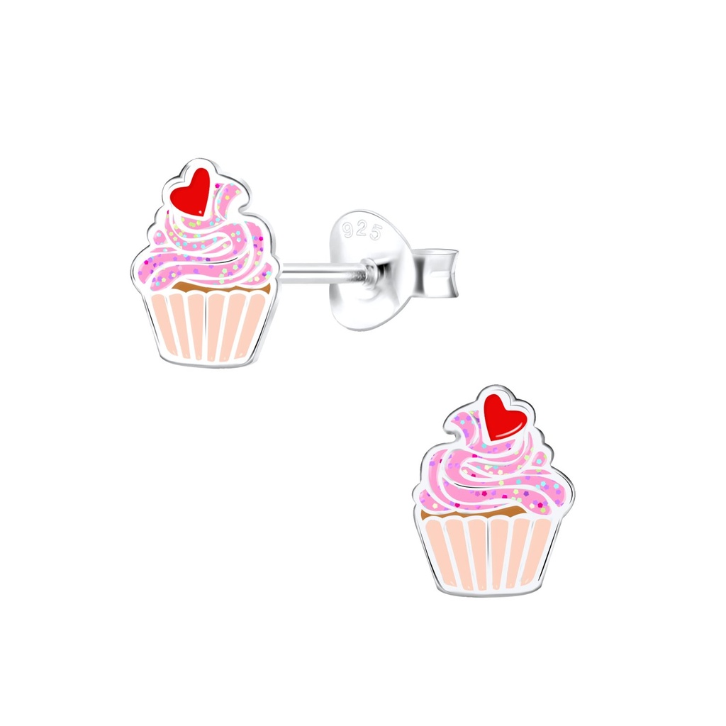 Puces d'oreilles cupcake en argent