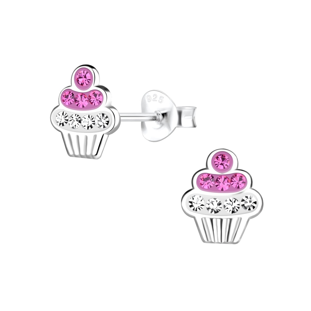 Puces d'oreilles cupcakes en argent