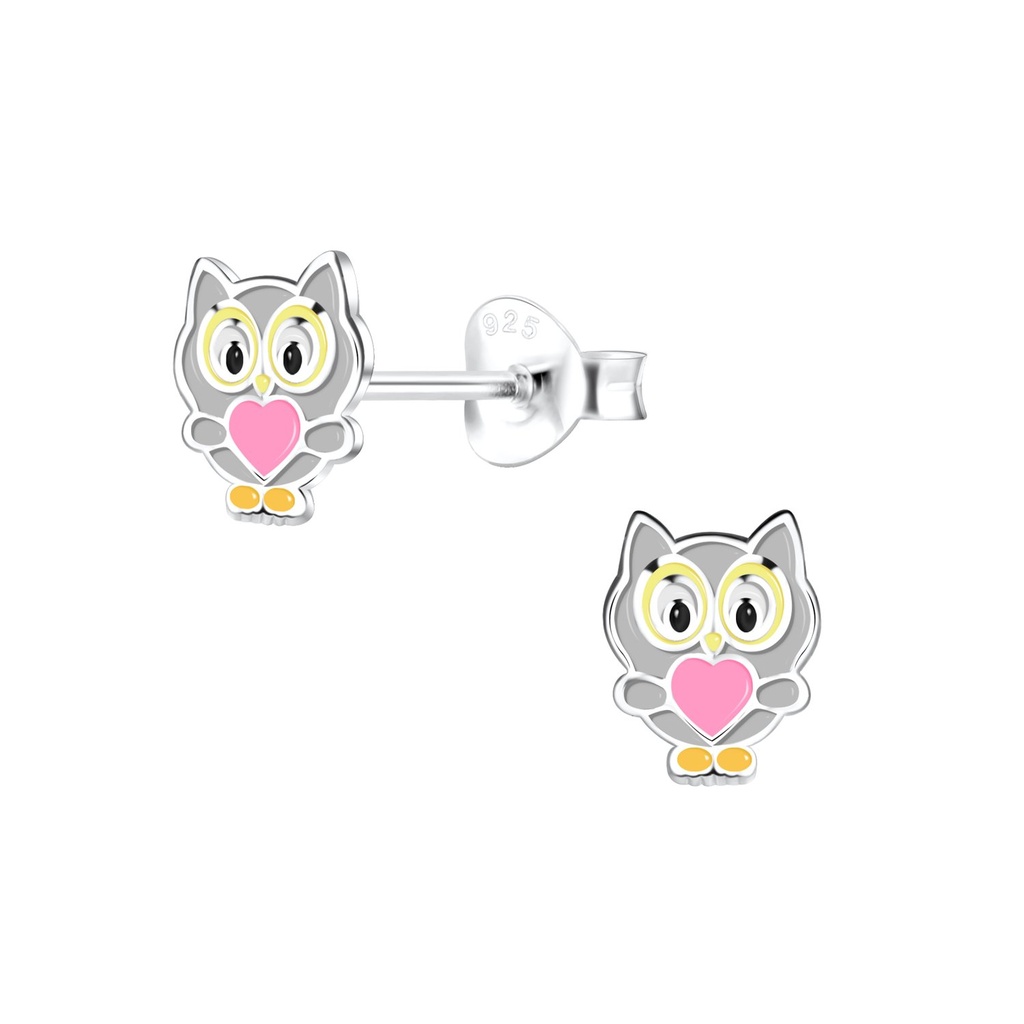 Silver Owl Stud Earrings