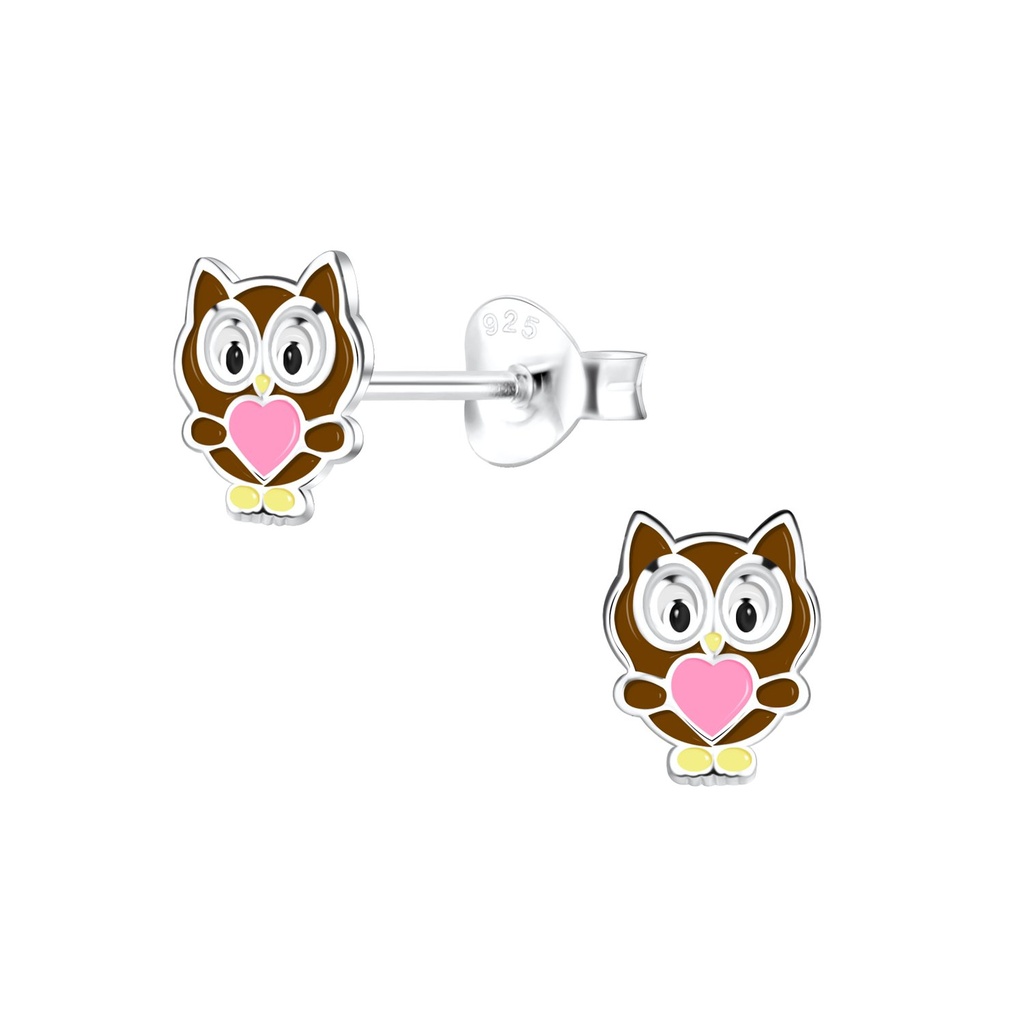 Silver Owl Stud Earrings