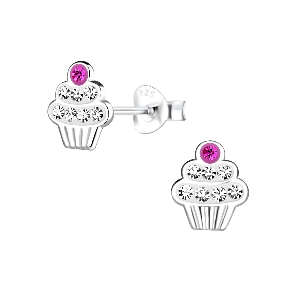 [10020828] Puces d'oreilles cupcakes en argent