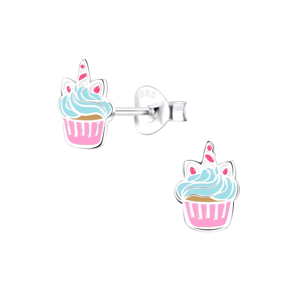 Silver Cupcake Stud Earrings
