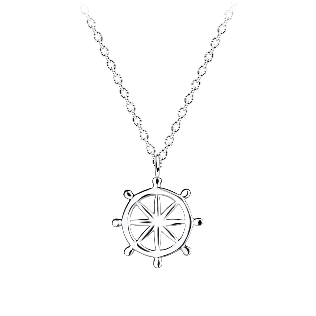 [10013987] Silver Ship Wheel Nacklace