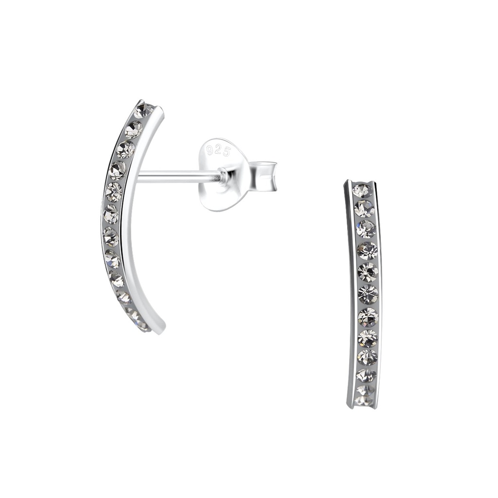 Puces d'oreilles courbées en argent cristal