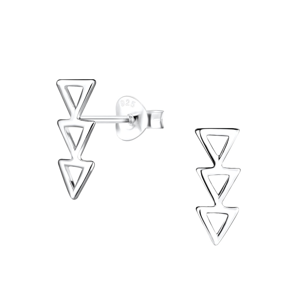 Silver Geometric Stud Earrings