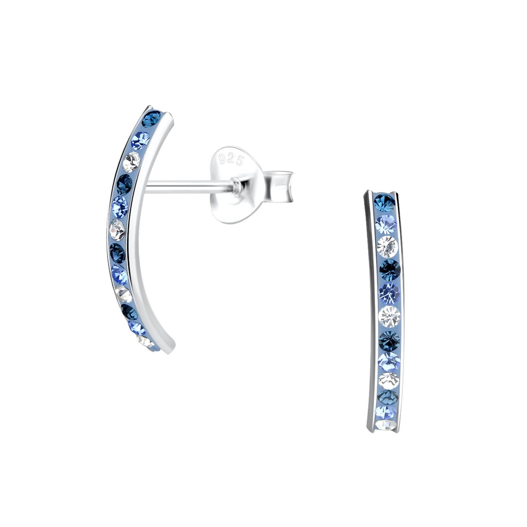 Puces d'oreilles courbées en argent cristal