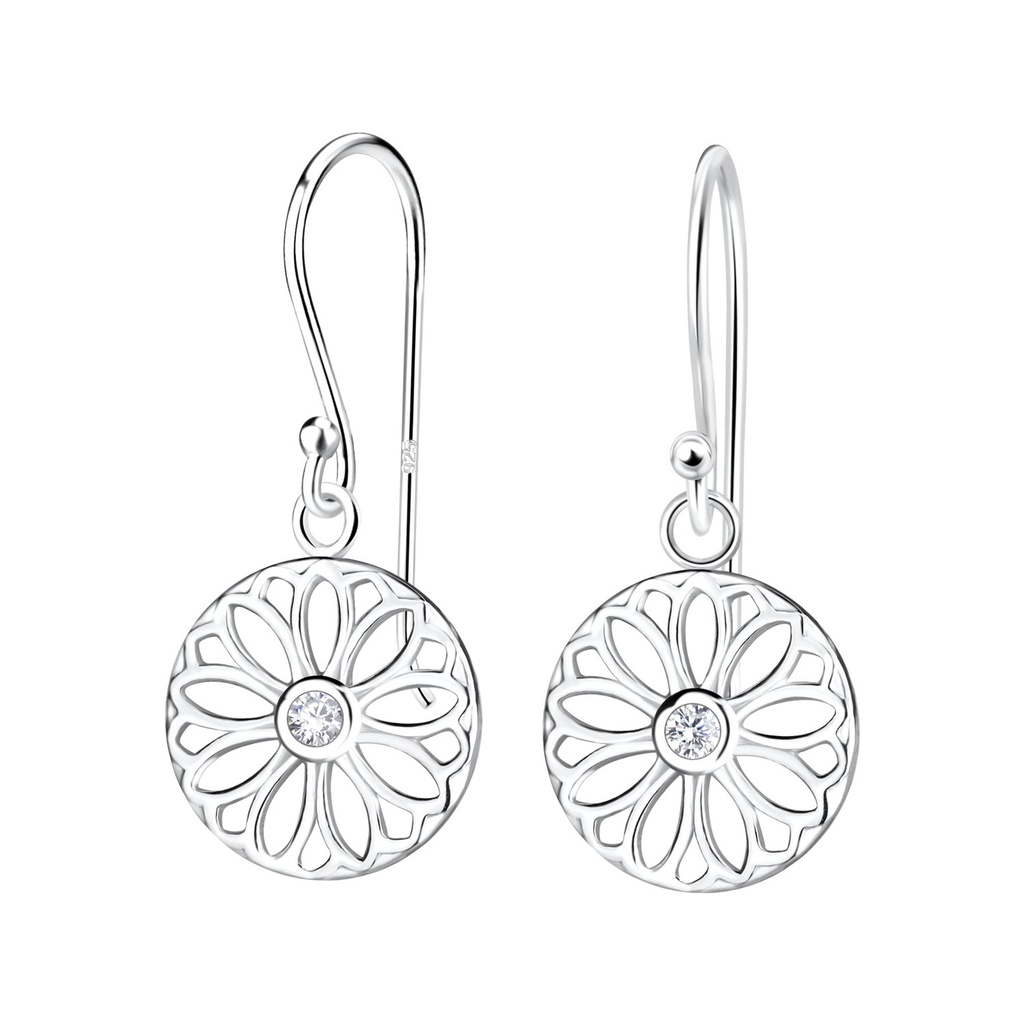 Boucles d'oreilles fleur en argent