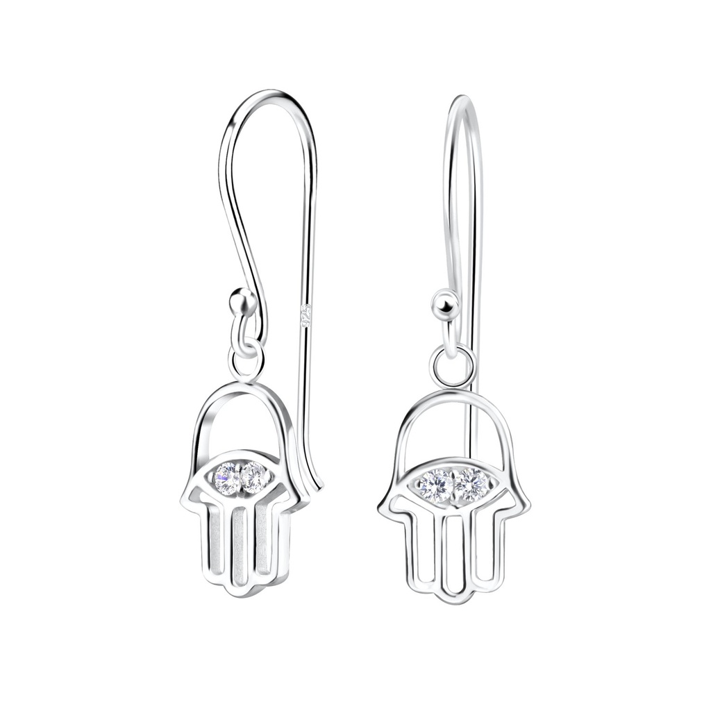 [10020555] Silver Hamsa Earrings