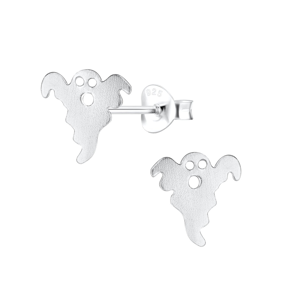 [10020834] Silver Ghost Stud Earrings