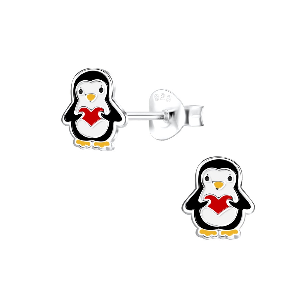 Silver Penguin Stud Earrings