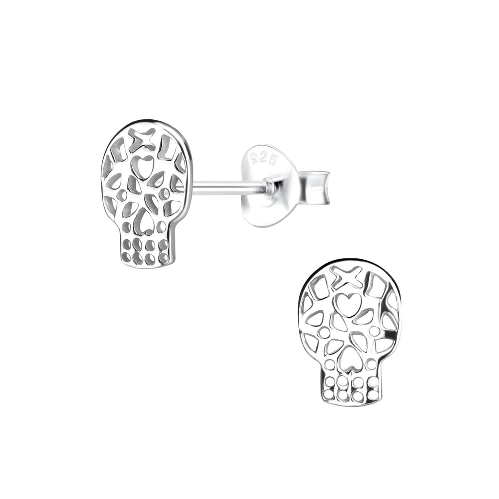 Silver Skull Stud Earrings