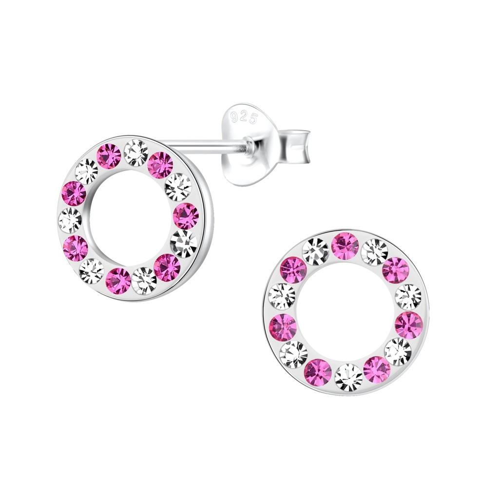 [10020799] Puces d'oreilles cercle en argent cristal