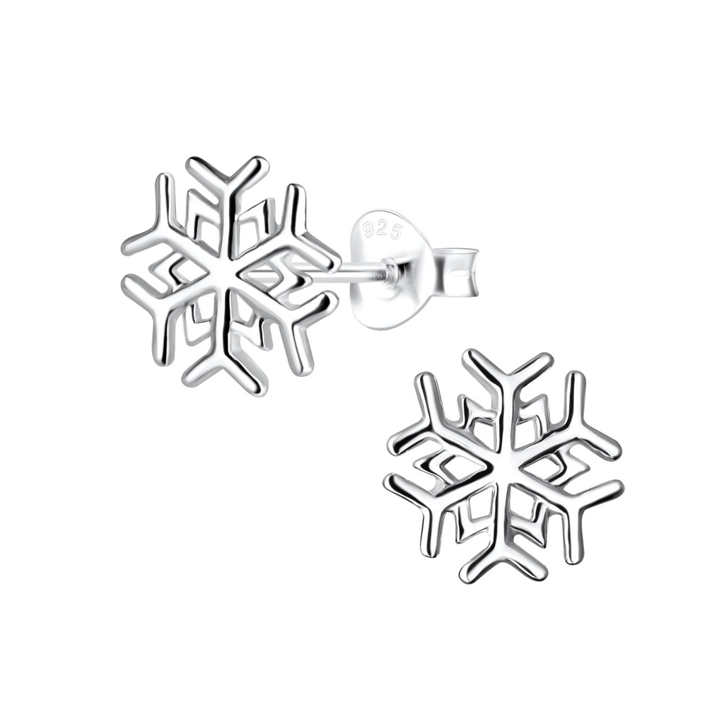 Puces d'oreilles flocon de neige en argent