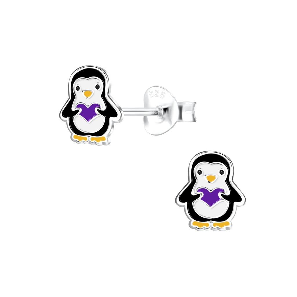 Silver Penguin Stud Earrings