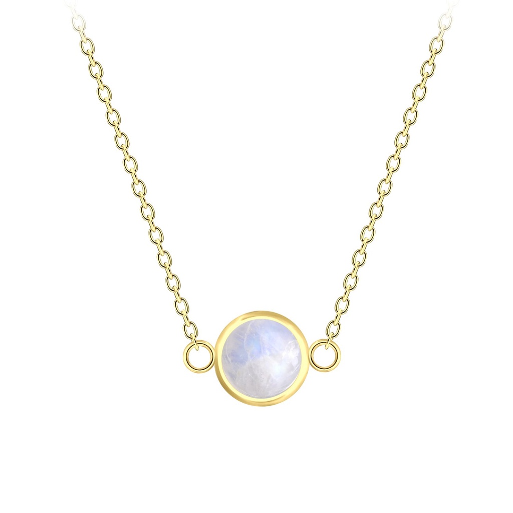 Collier pierre lune arc-en-ciel en argent 5 mm