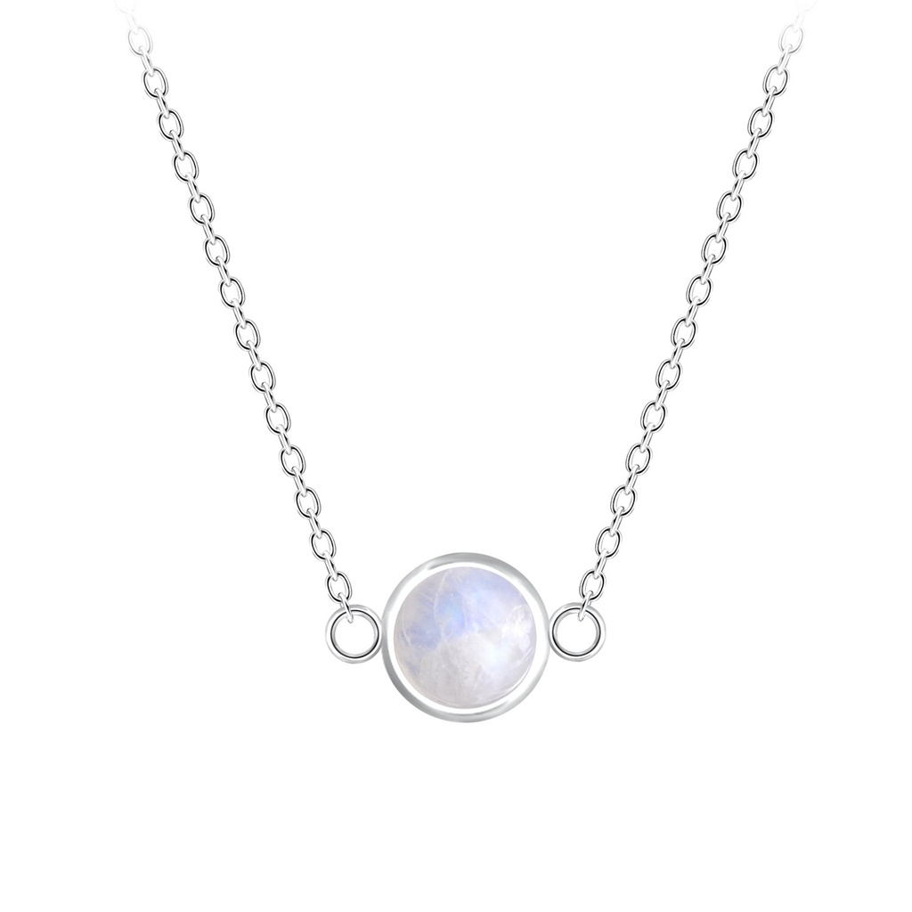 [10015781] Collier pierre lune arc-en-ciel en argent 5 mm