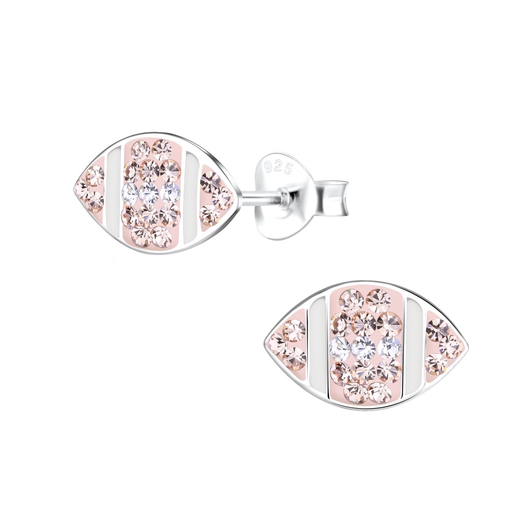 Silver American Football Stud Earrings