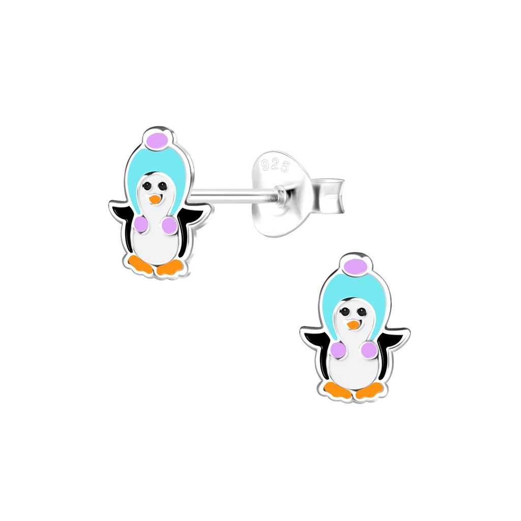 Puces d'oreilles pingouin en argent
