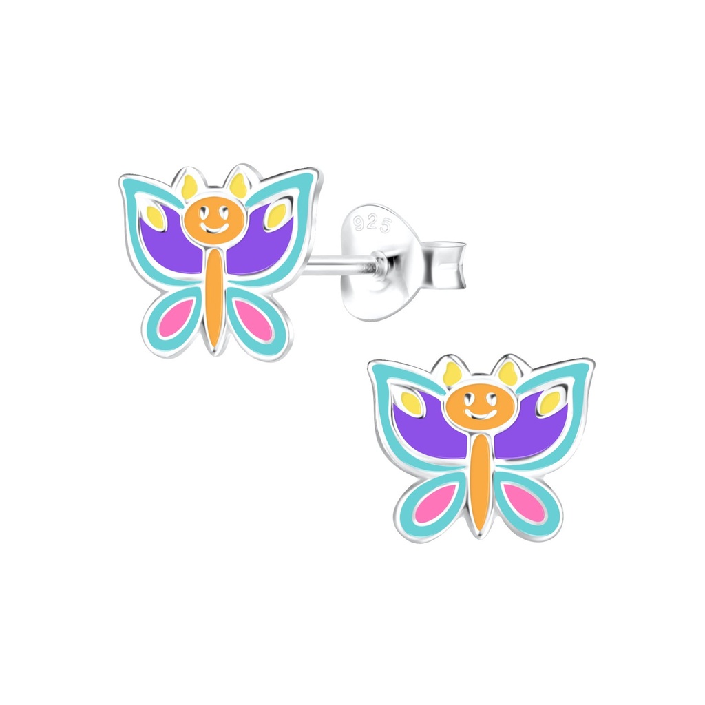 Puces d'oreilles papillon en argent