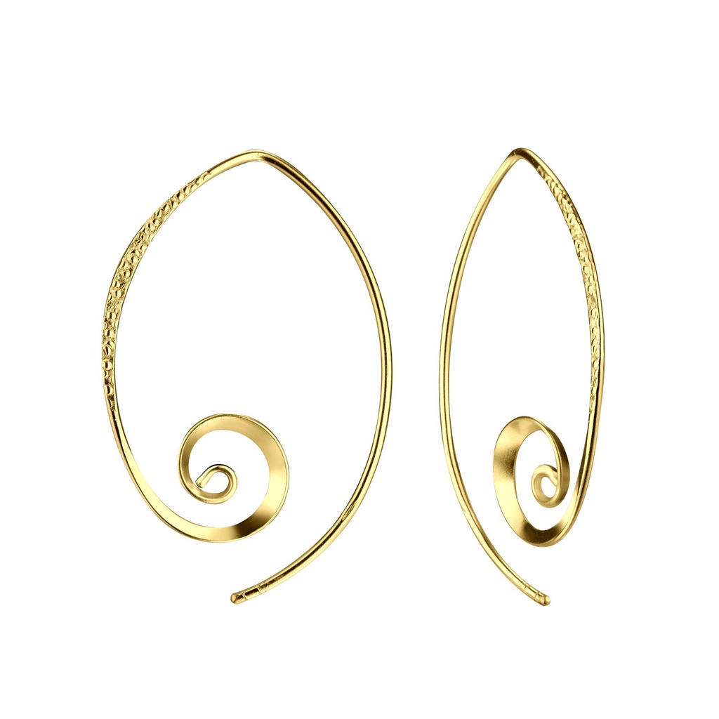 [10013532] Silver Spiral Hoop Earrings