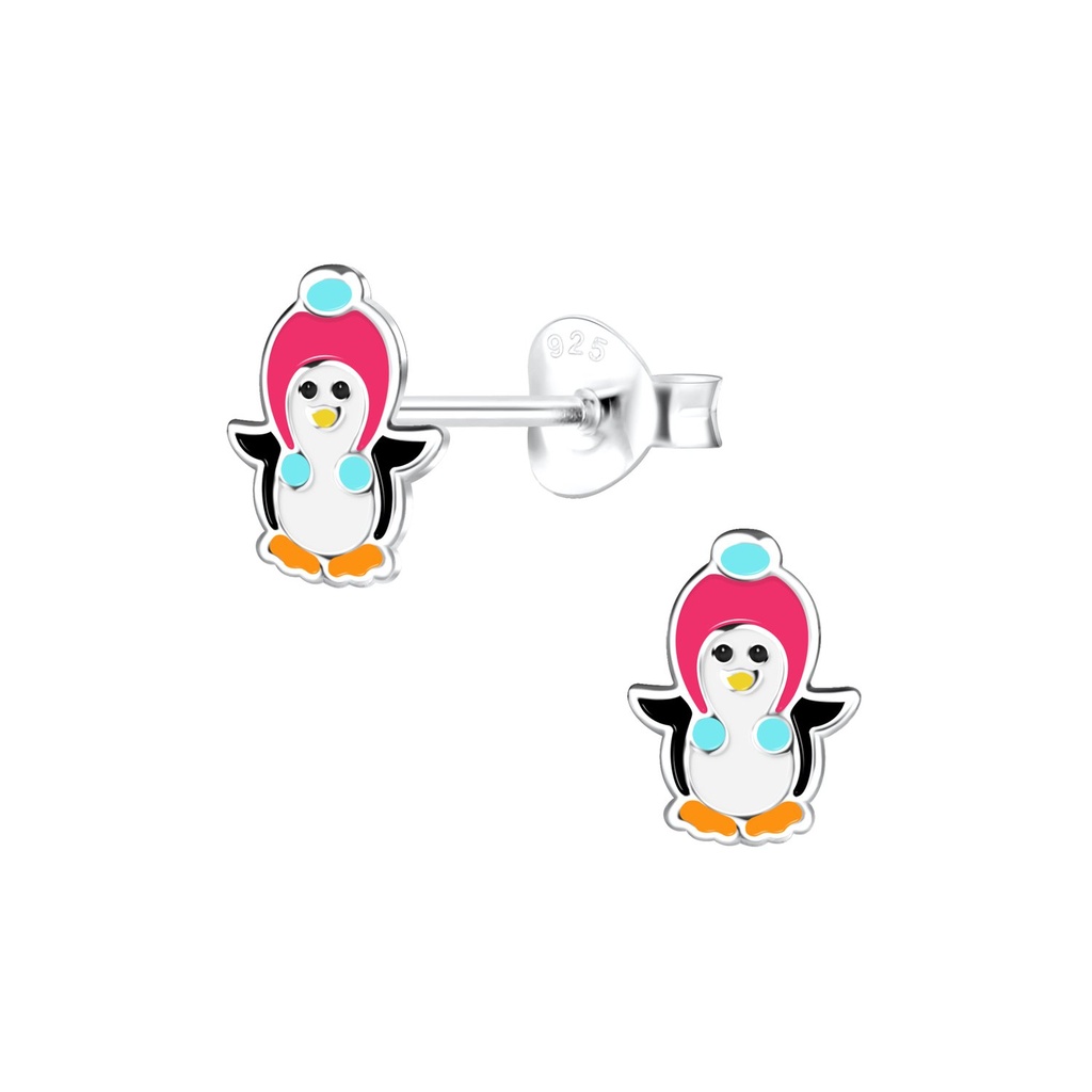 Puces d'oreilles pingouin en argent