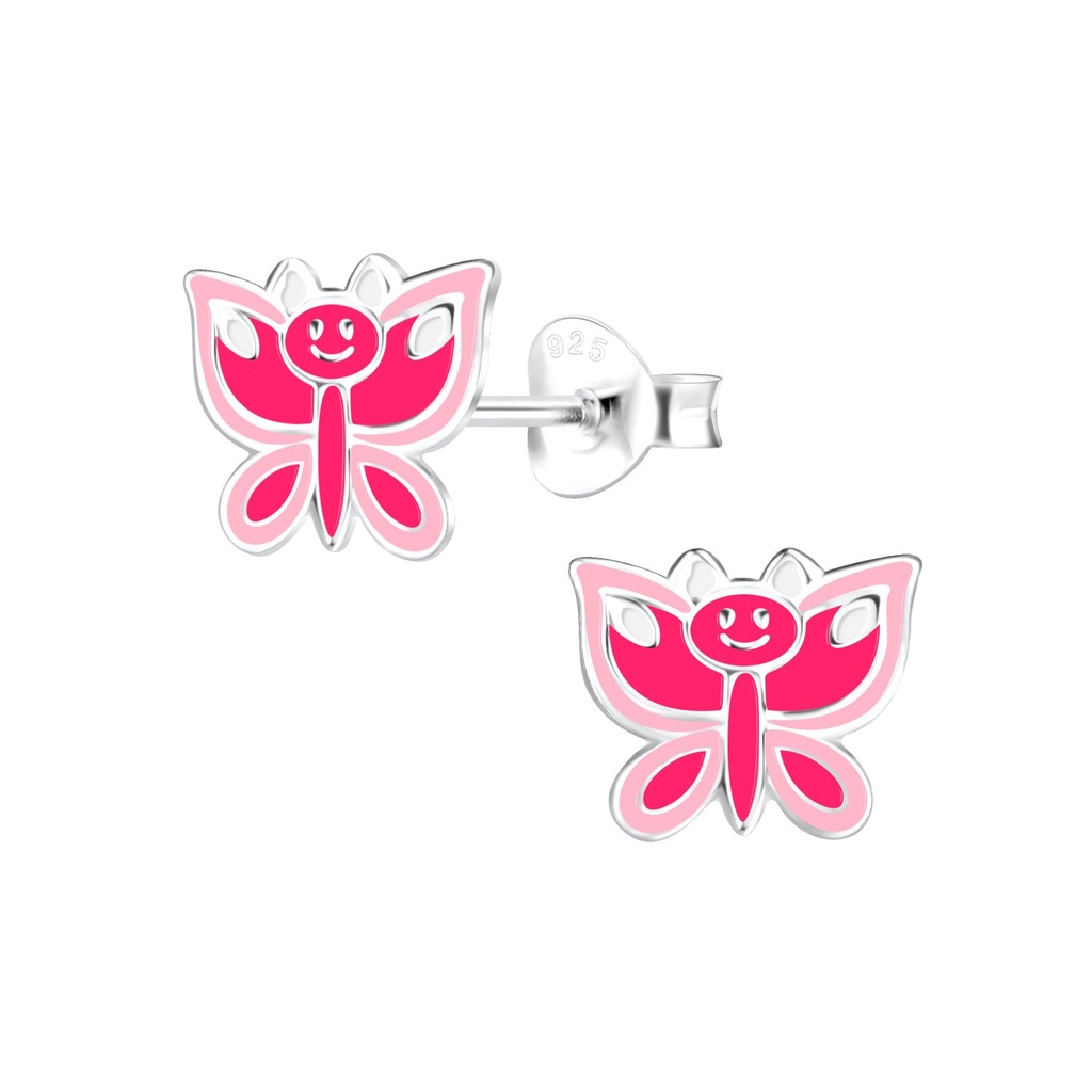 Puces d'oreilles papillon en argent