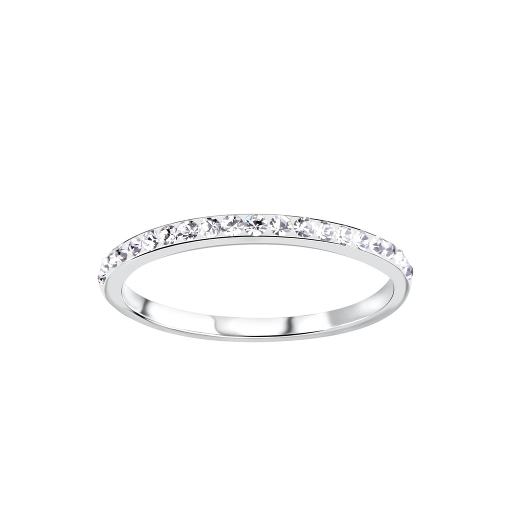 Silver Crystal Band Ring