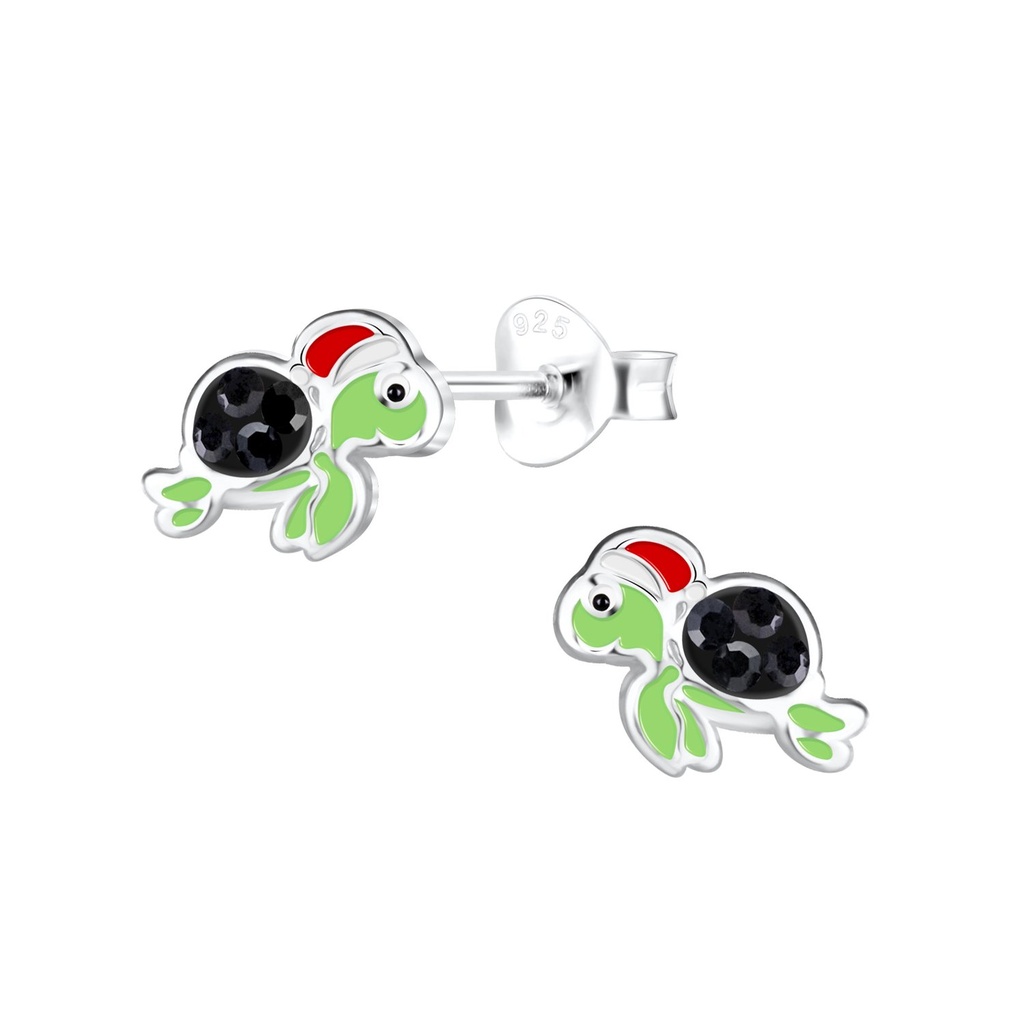 Puces d'oreilles tortue de Noël en argent