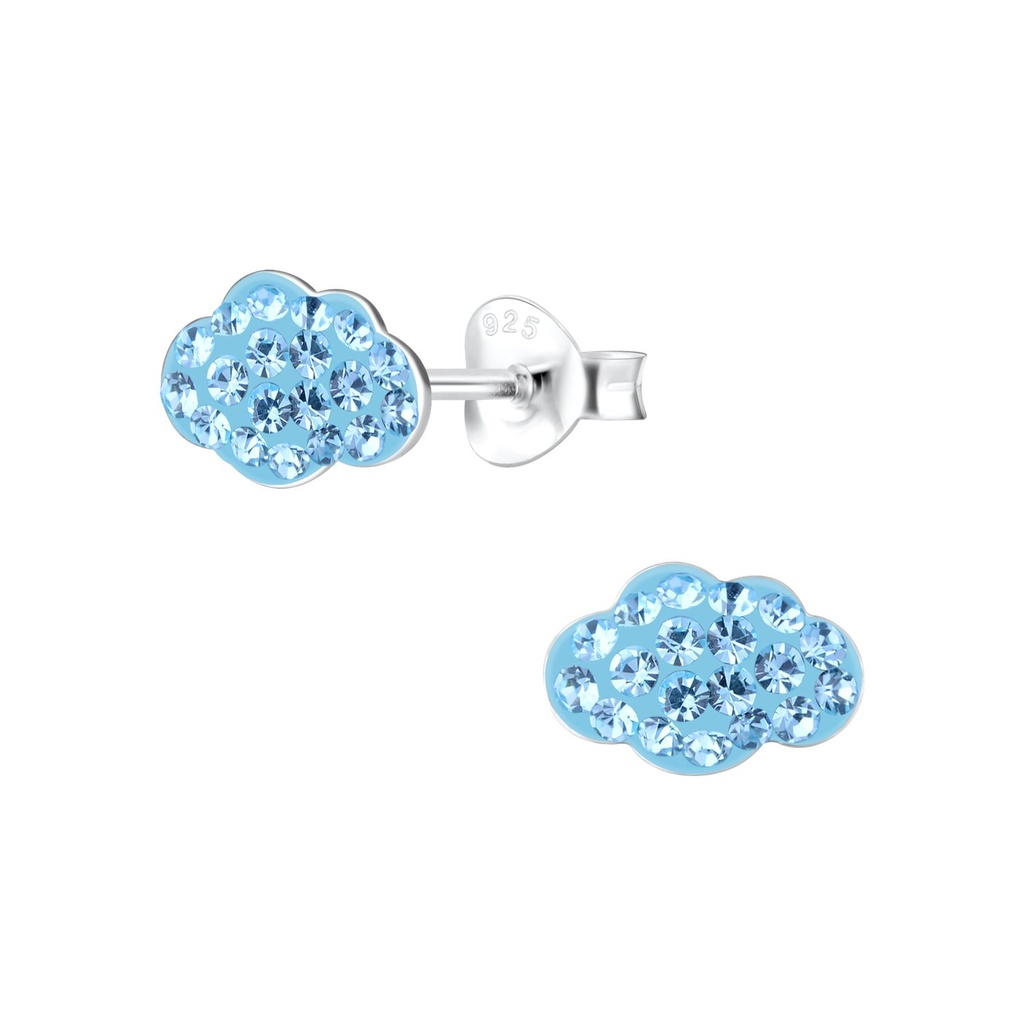 Puces d'oreilles nuage en argent cristal