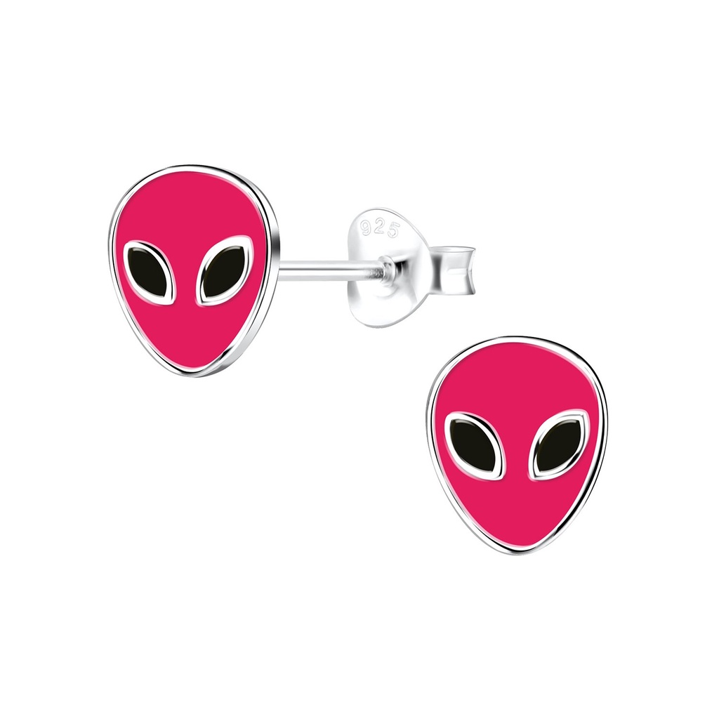 Silver Alien Stud Earrings