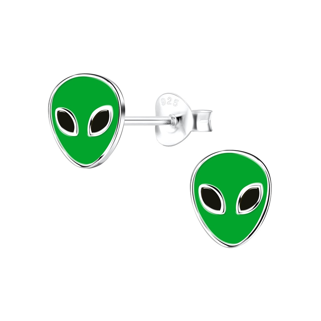 [10016949] Silver Alien Stud Earrings