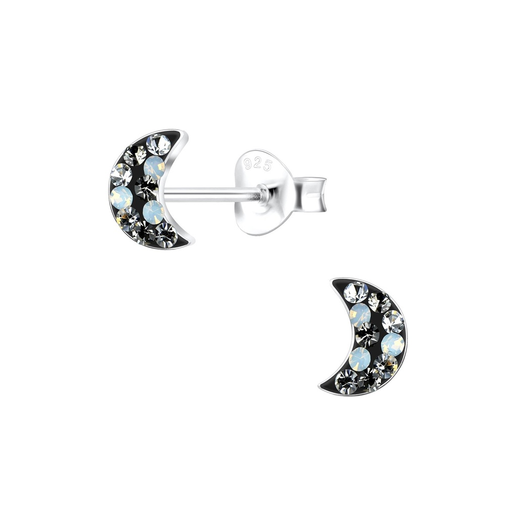 Silver Moon Stud Earrings