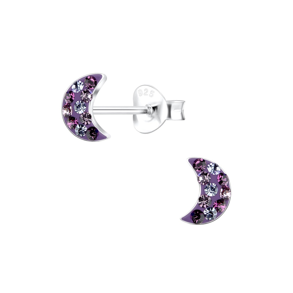Puces d'oreilles lune en argent