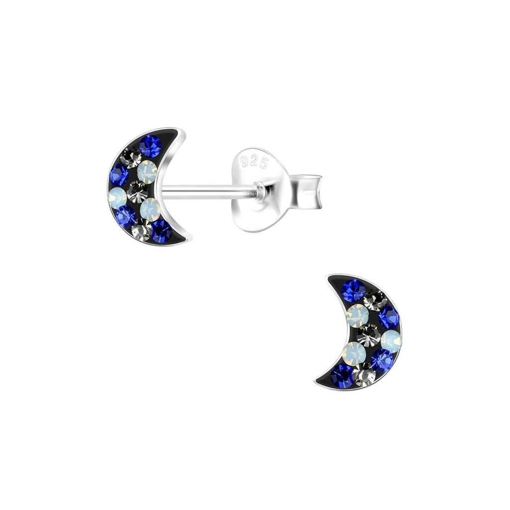 Silver Moon Stud Earrings