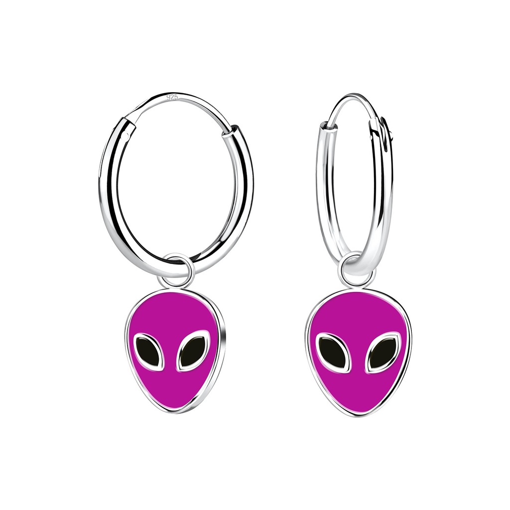Créoles breloque extraterrestre en argent