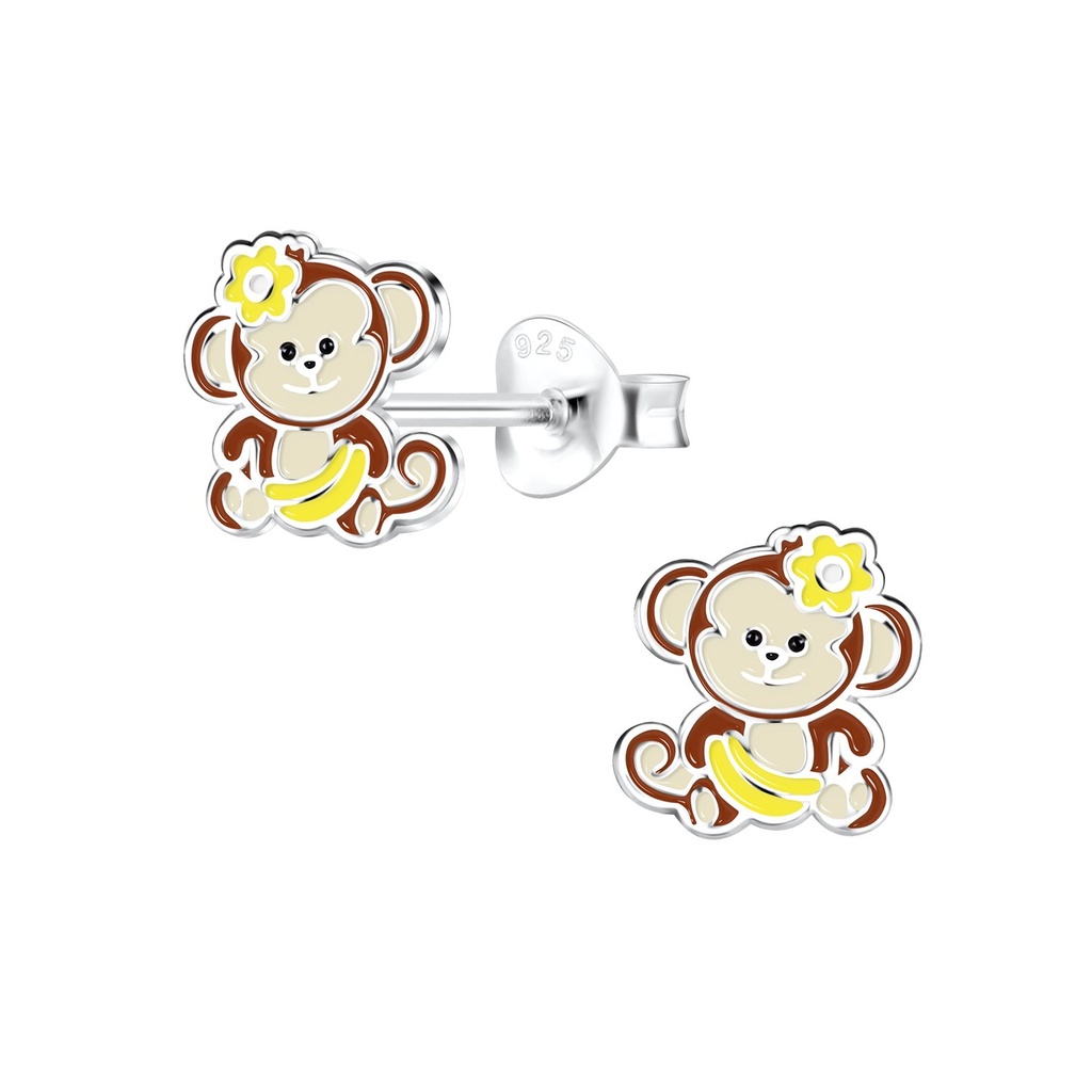 Silver Monkey Stud Earrings