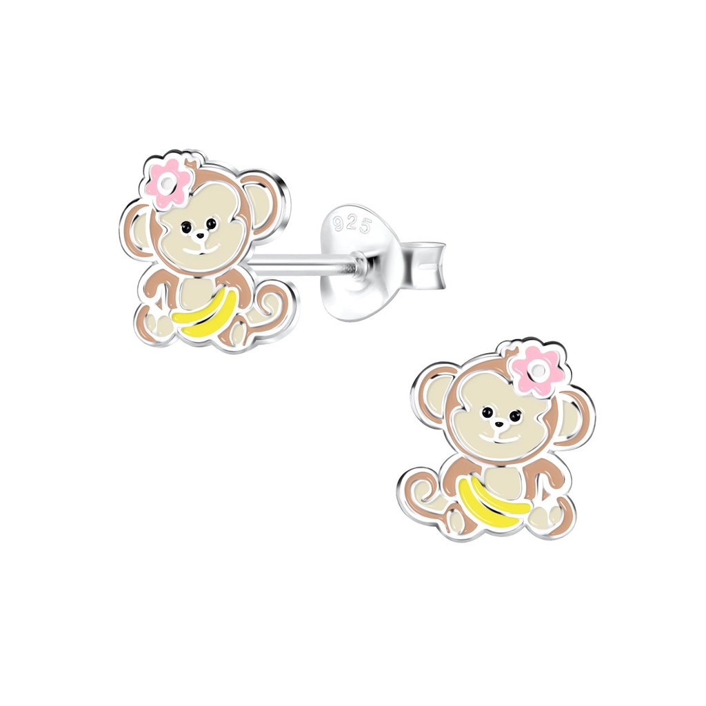Silver Monkey Stud Earrings